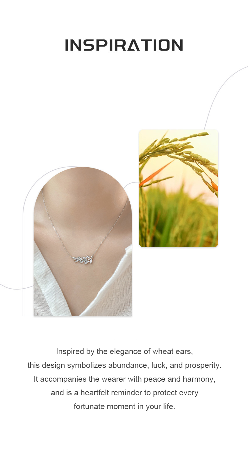 Golden Wheat Necklace – Sterling Silver & 6A Zircon