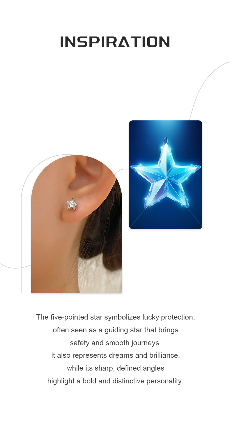 Starlight Guardian Zircon Studs – S925 Silver, Lucky & Daring