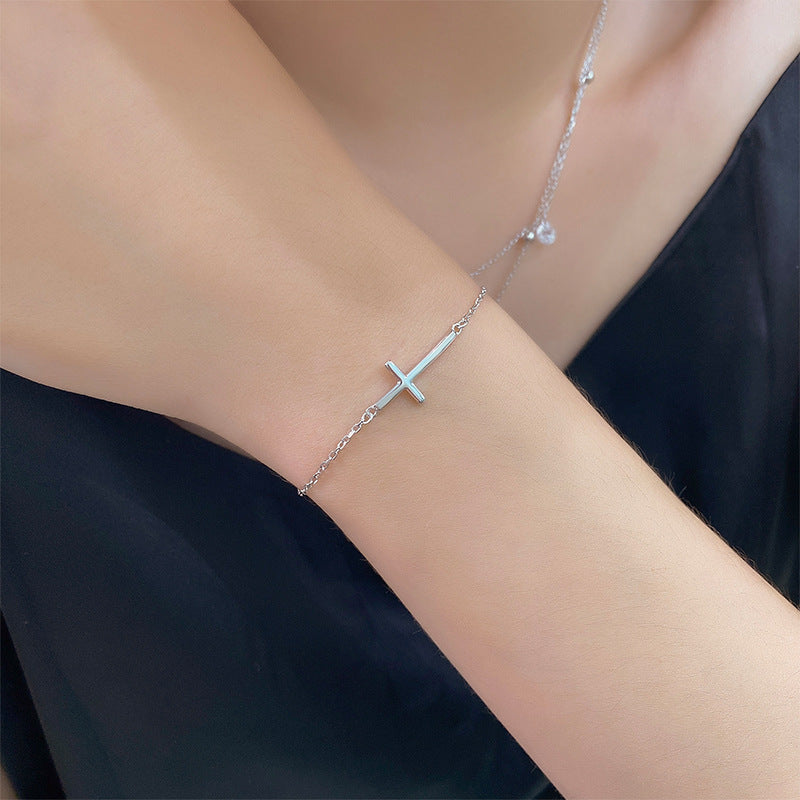 Cross Zircon Bracelet – S925 Silver Symbol of Faith & Protection