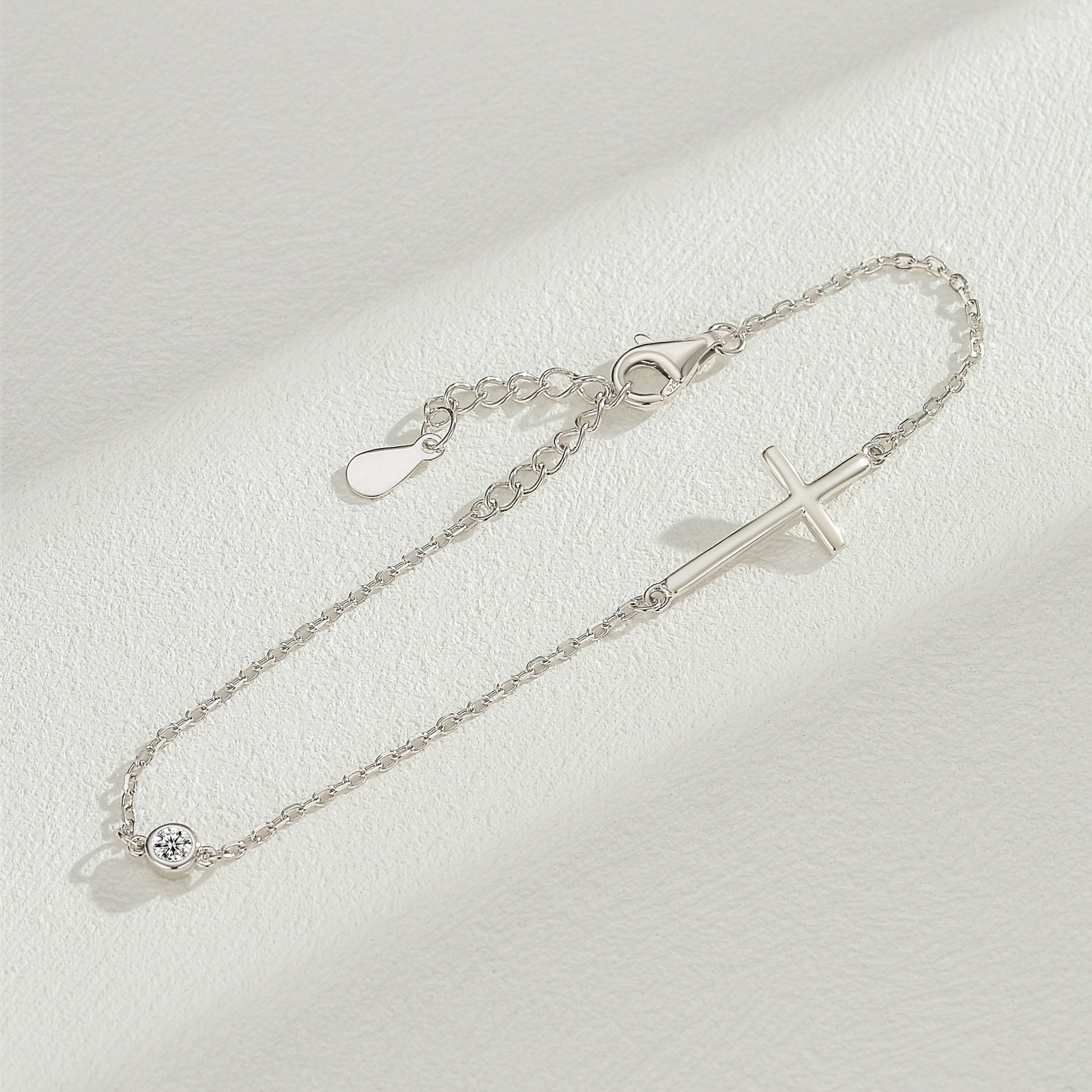 Cross Zircon Bracelet – S925 Silver Symbol of Faith & Protection