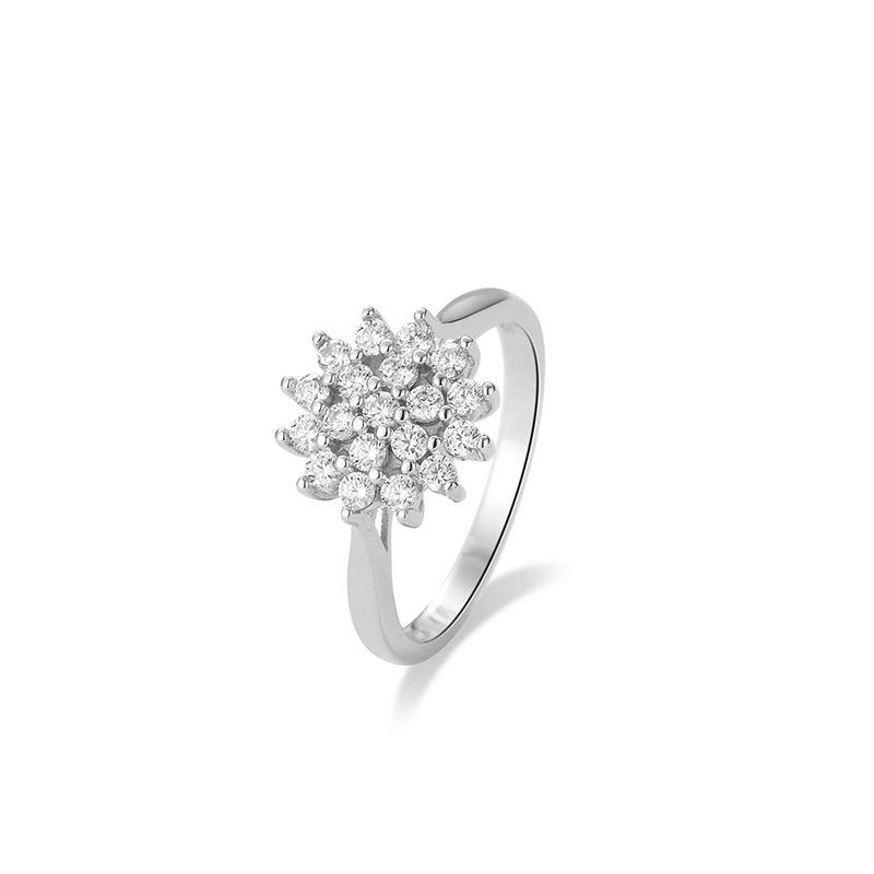 Sunflower Zircon Ring – S925 Silver, Radiance & Positivity