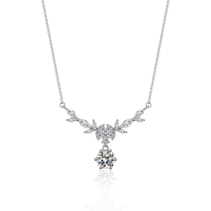 Blooming Wisteria Necklace – Sterling Silver, Moissanite & 6A Zircon