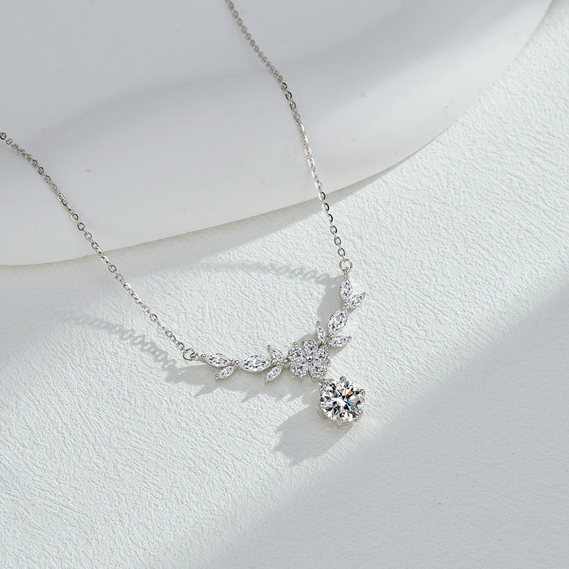 Blooming Wisteria Necklace – Sterling Silver, Moissanite & 6A Zircon